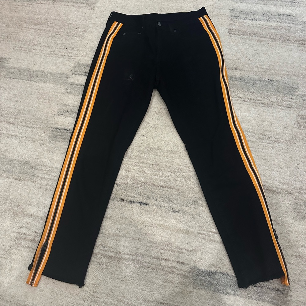 CARMAR Los Angeles Black Orange Zipper Stripe Jean